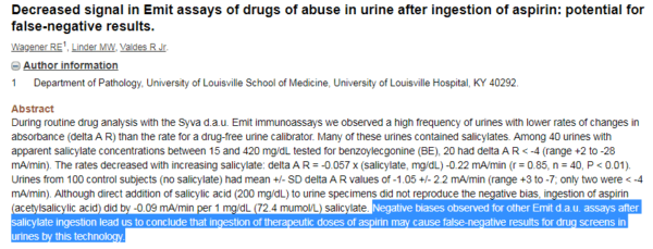 aspirin false negative