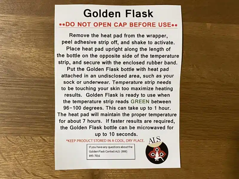 golden flask urine instructions