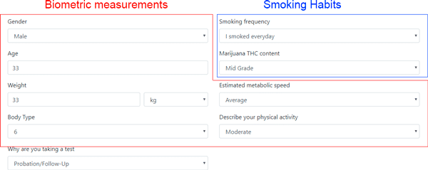 how to use thc drug test calculator