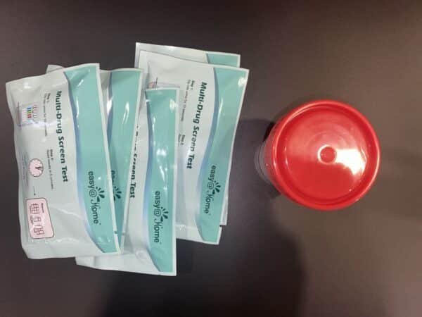 urine cup and 5 panel drug tests